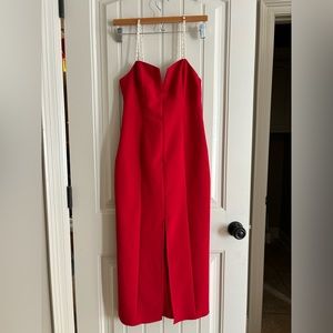 Zara slip dress with pearl straps (red)